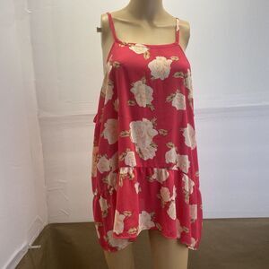 Torrid Blouse Pink Floral Roses Chiffon Straps Sleeveless Women's Sz 4 Pre Owned